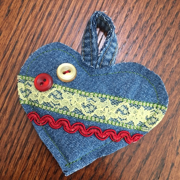 Keychain Or Ornament Denim Heart - Picture 9 of 13